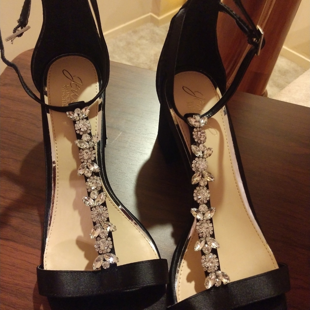 Badgley Mischka Jewel Black Satin Heels